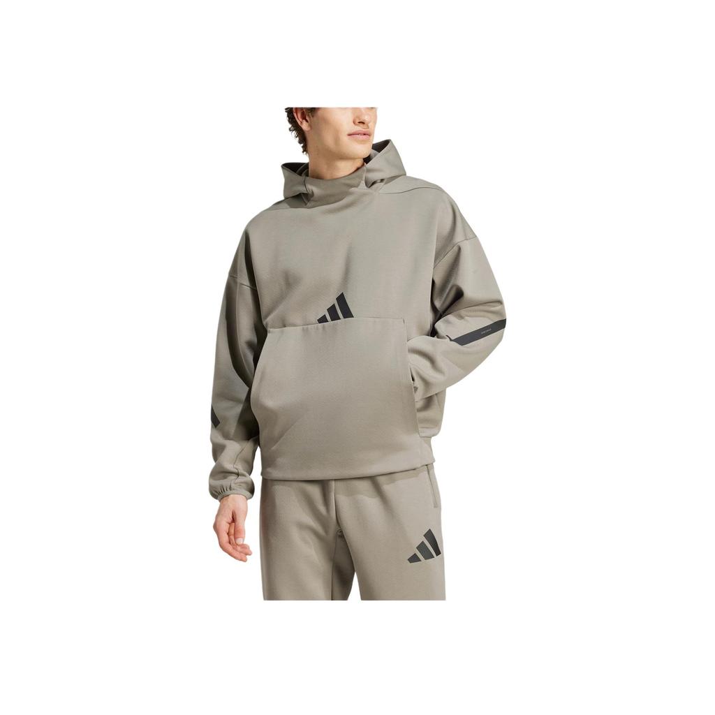 adidas Толстовка с капюшоном Zne с логотипом бренда, двухсторонняя, трикотажная, удобная, для тренировок, мужские толстовки с капюшоном, коричневые JE3071