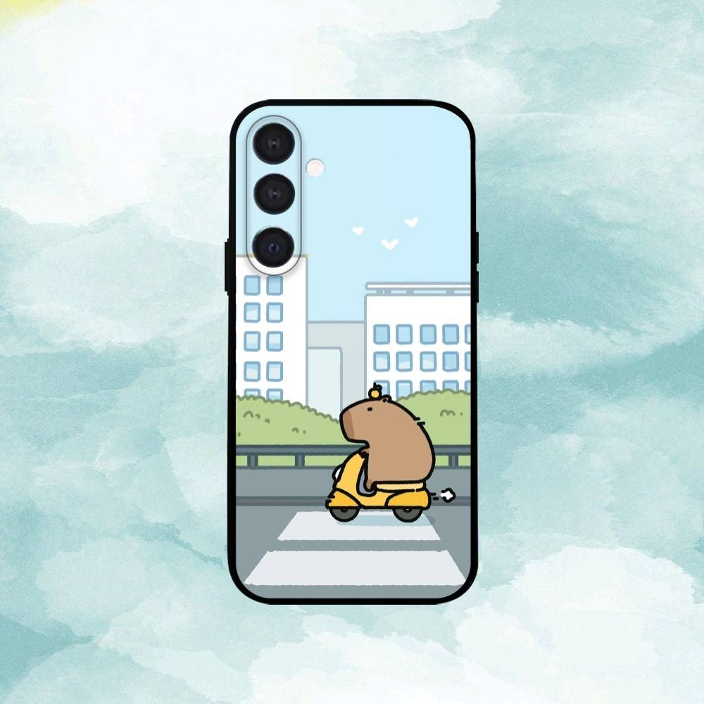 H-Счастливый C-Милый Капибара Мультяшный Чехол Для Телефона Для Samsung A73,A21s,A22,A31,A32,A52,A53,A71,A80,Мягкий Черный Корпус