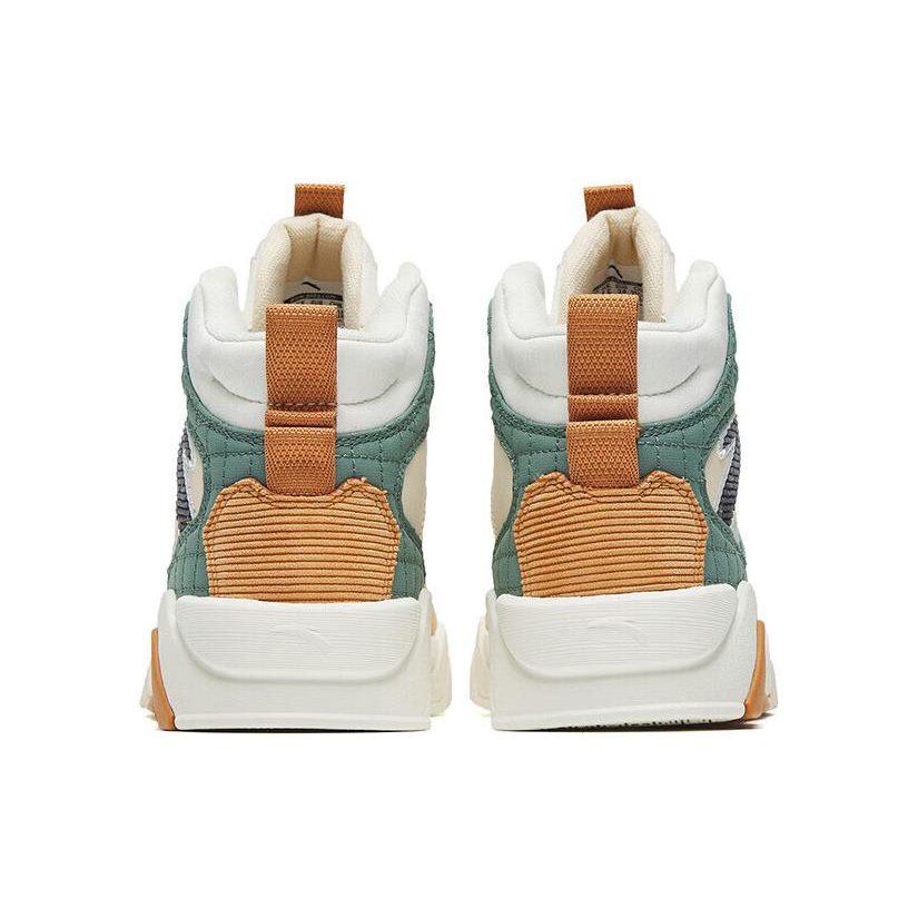 Anta Flame 3.0 Кожаные Нескользящие Износостойкие Высокие Кеды для Скейтборда Женские Бело-Оранжево-Зеленые 122248088-5
