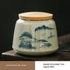 Hand-Painted Ceramic Tea Caddy with Bamboo Lid