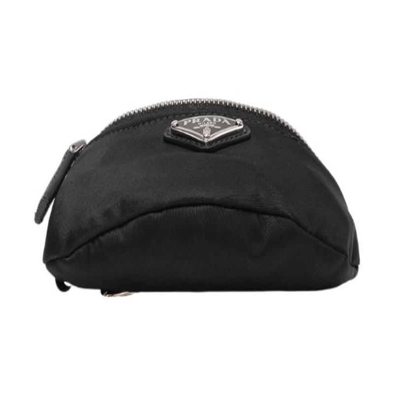 Prada Re-Nylon triangle logo mini wristlet clutch decorative bag coin purse women's black