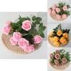 Artificial Ninehead Rose Bouquet Wedding Decor Silk Flowers For Home And Event Use