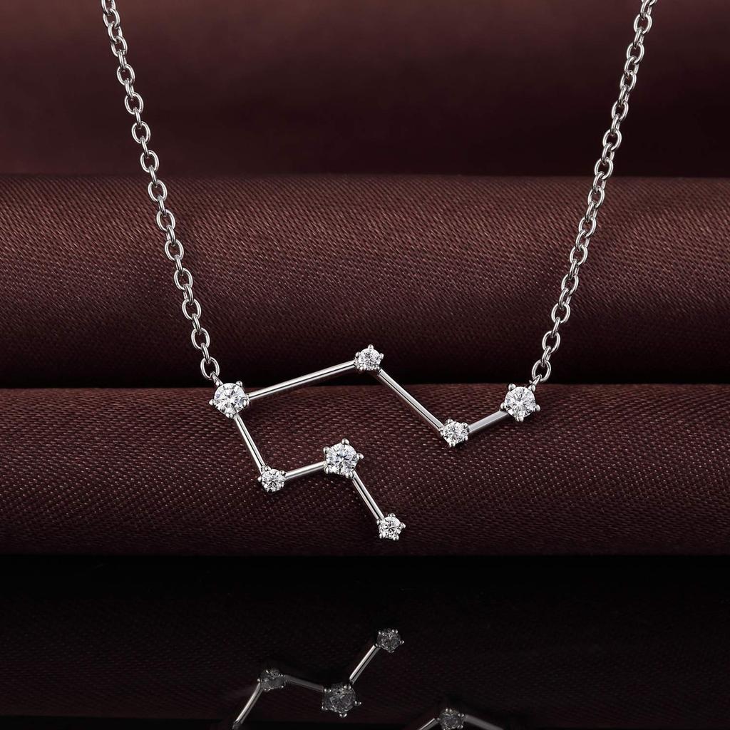 Ожерелье 12 Знаков Зодиака из стерлингового серебра 925 пробы, подвеска в виде знака зодиака, изящное ожерелье с подвеской в виде знака зодиака со стразами, элегантный кубический цирконий