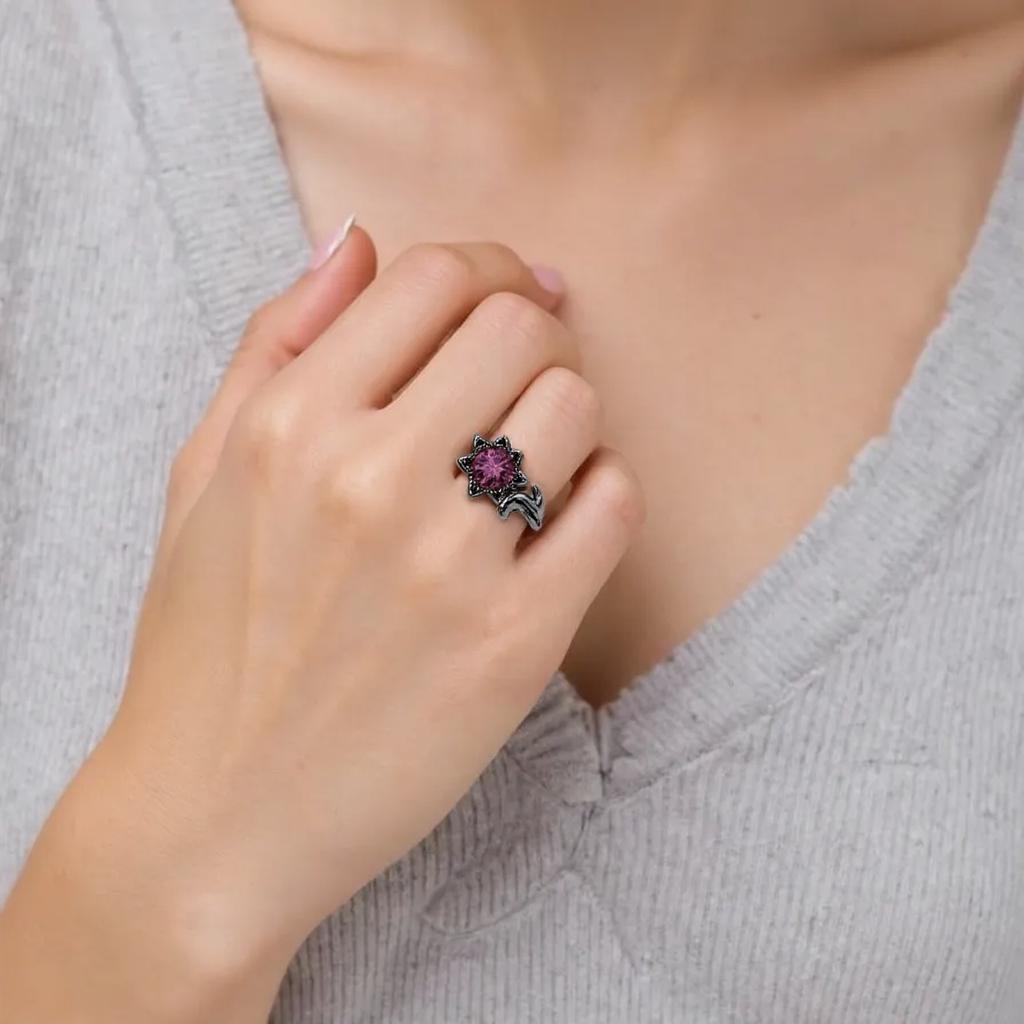 Multipurpose Skull Gothic Rings Retro Black Gold Heart Love Crystals Zirconia Accessory for Christmas Valentines Day