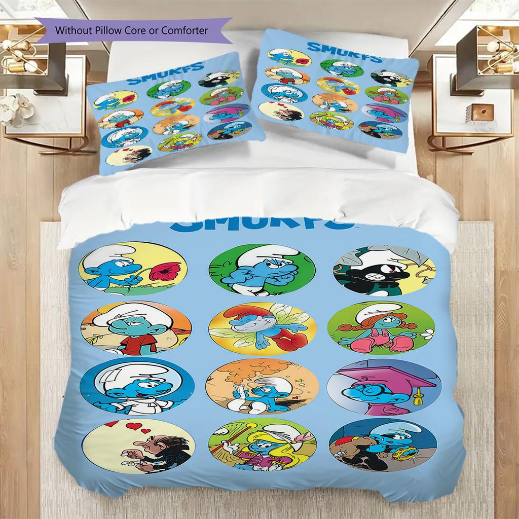 Smurf Games Fun Playful Activities Threepiece Set 1 Duvet Cover 2 Pillowcase Without Core Soft And Comfortable Duvet Cover And Pillowcase