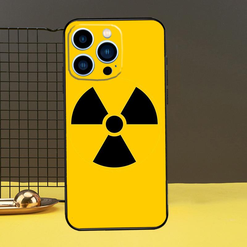 Nuclear Radiation Warning Sign Case For iPhone 16 15 14 13 12 11 Pro Max X XR XS 7 8 Plus 12 13 Mini Bumper Cover