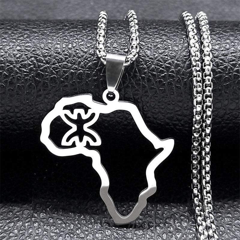 Карта Африки Берберские Амазигские Ожерелья для Женщин Мужчин Нержавеющая Сталь Золотой Цвет Этнический Кулон Ожерелье Украшения collier N8092S02