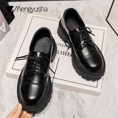 Модные нежные туфли-оксфорды для девочек, туфли на плоской платформе с увеличенной высотой, женские броги, лоскутные кожаные дерби, плюшевые хлопковые мокасины Bullock