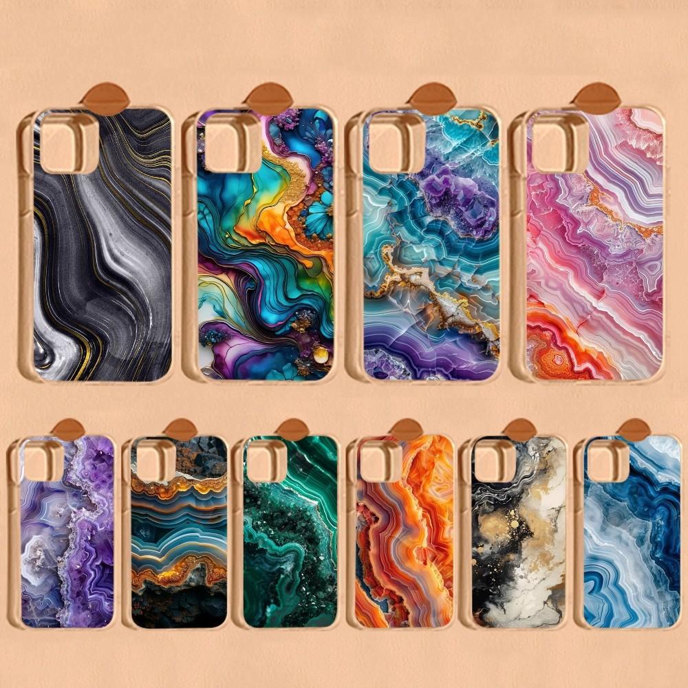 Marble Agate Pattern Phone Case For IPhone 16 15 8 7 6 6S Plus X SE XR XS 14 11 12 13 Mini Pro Max Mobile Case
