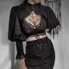 Temperament Lace Wrapped Design Sense Dark Court Style Solid Colours Versatile Women's High-neck Kangaroo Crop Top