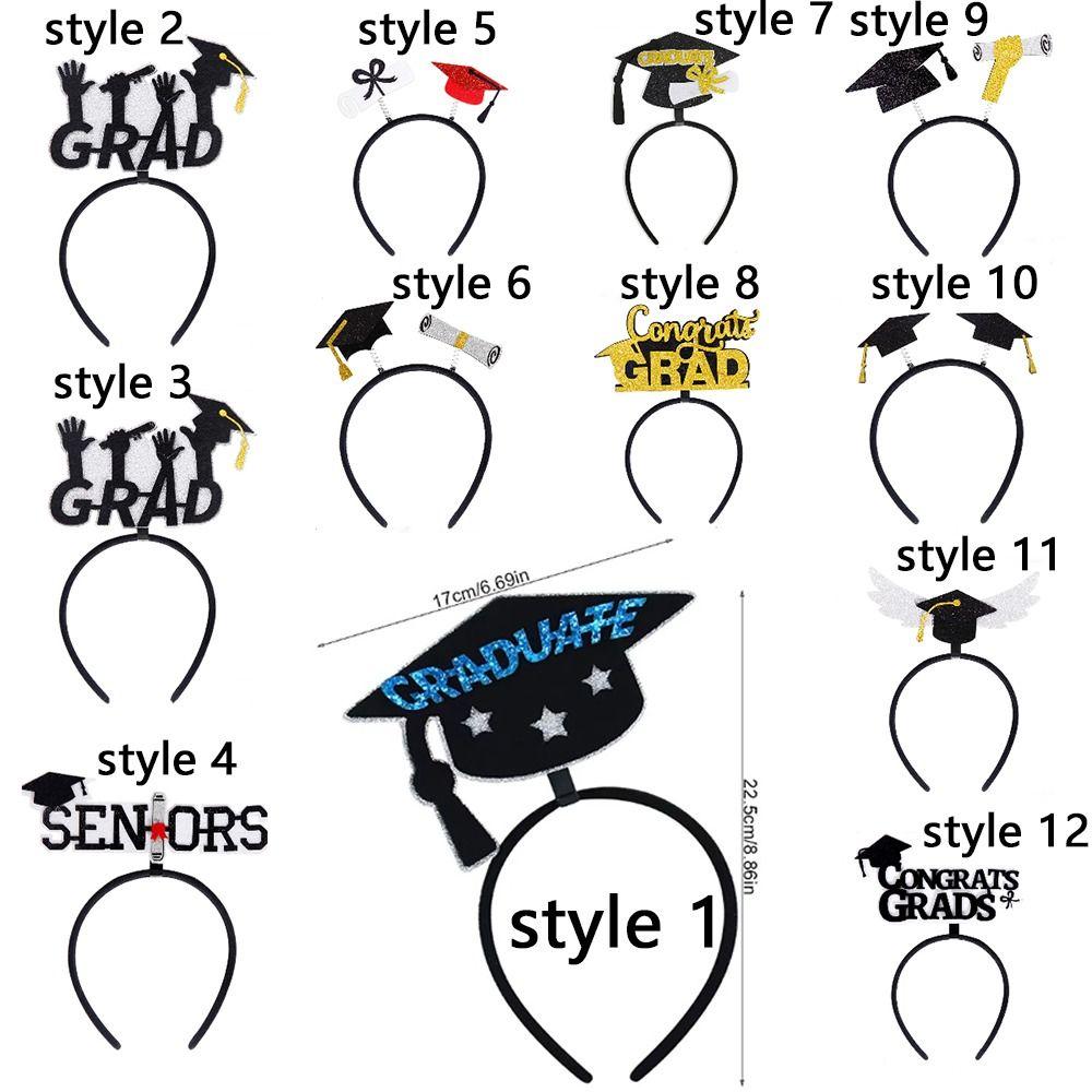 Celebrate Graduation Cap Headband Non-slip Colorful Bachelor Cap Hair Hoop Personality Shiny Doctoral Hat Headdress