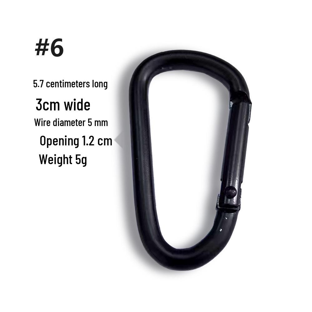 D-образный карабин из алюминиевого сплава с полностью черным электрофоретическим покрытием (Размеры 4-8)