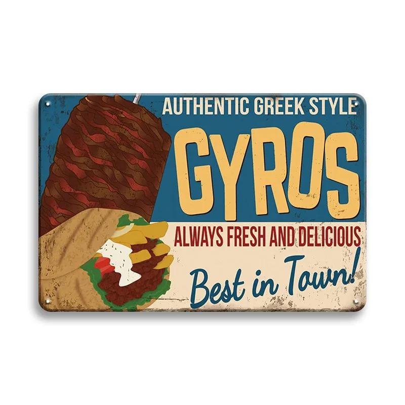 Hot Dog Fresh Hamburgers Metal Signs BBQ Vintage Posters Home Kitchen Wall Decor Iron Plate Painting Fast Food Shop Plaques