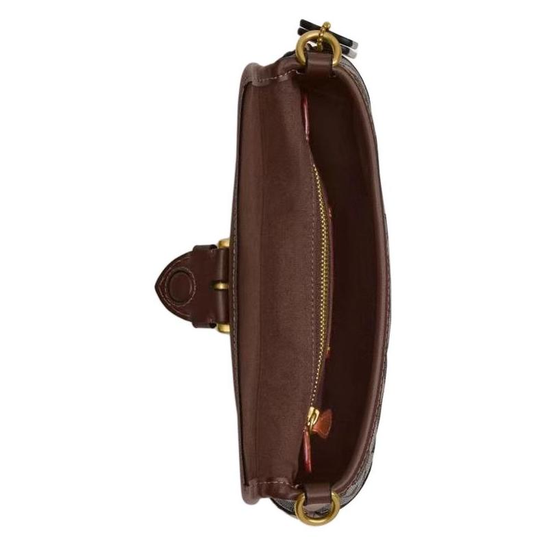 Coach Soho flap 25 классическая цепочка для пресбиопии на плечо, сумка-тоут среднего размера из покрытого холста и коровьей кожи, женская, коричневая