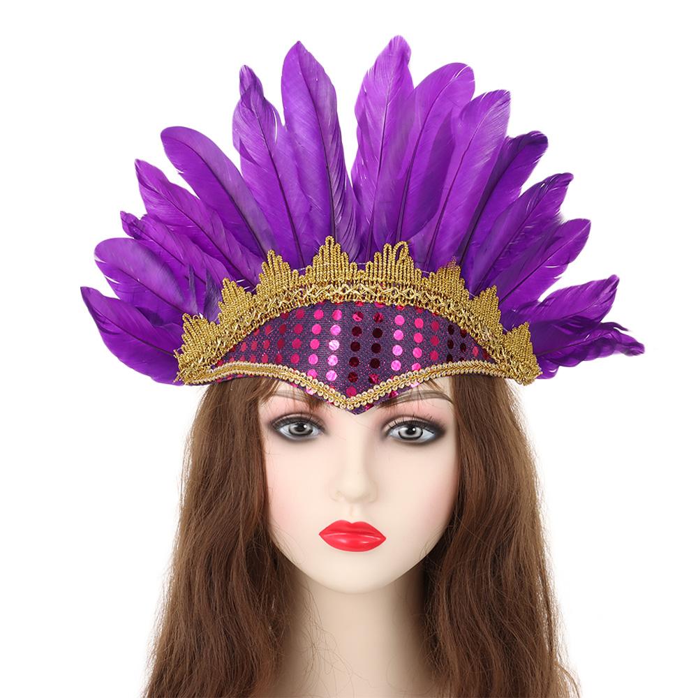 Headdress Carnival Costume Colored Headwear Fancy Dress Party Headpiece Headwear Feather Headdress