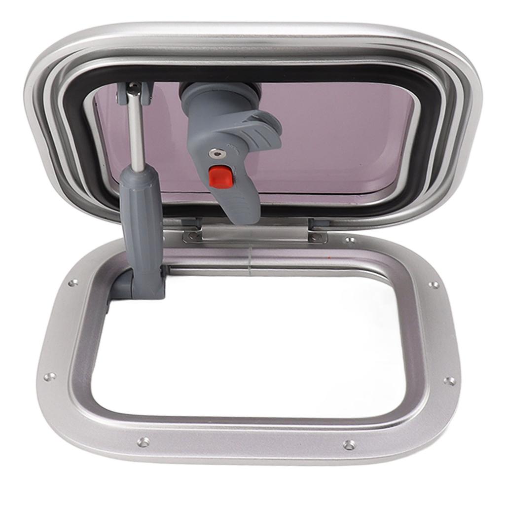 RV Window Heavy Duty Rectangular Gray Round Corner RV Push Out Window with Stainless Steel Support Rods for Boat Yacht