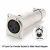 1Pcs D-Type 3Pin XLR Connector Metal Pass Through XLR Jack  for Speaker System Installation