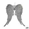 Christmas Bauble Angel Wings Silver Plastic Glitter 13 X 14.5 X 2.5 Cm (24 Units)