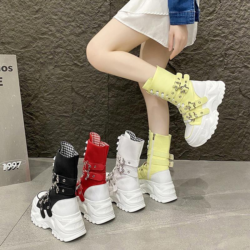Fashion Ultra-high Platform Women 2025 New High Boots Round Toe Lace-up Locomotive Long Thigh Boots;