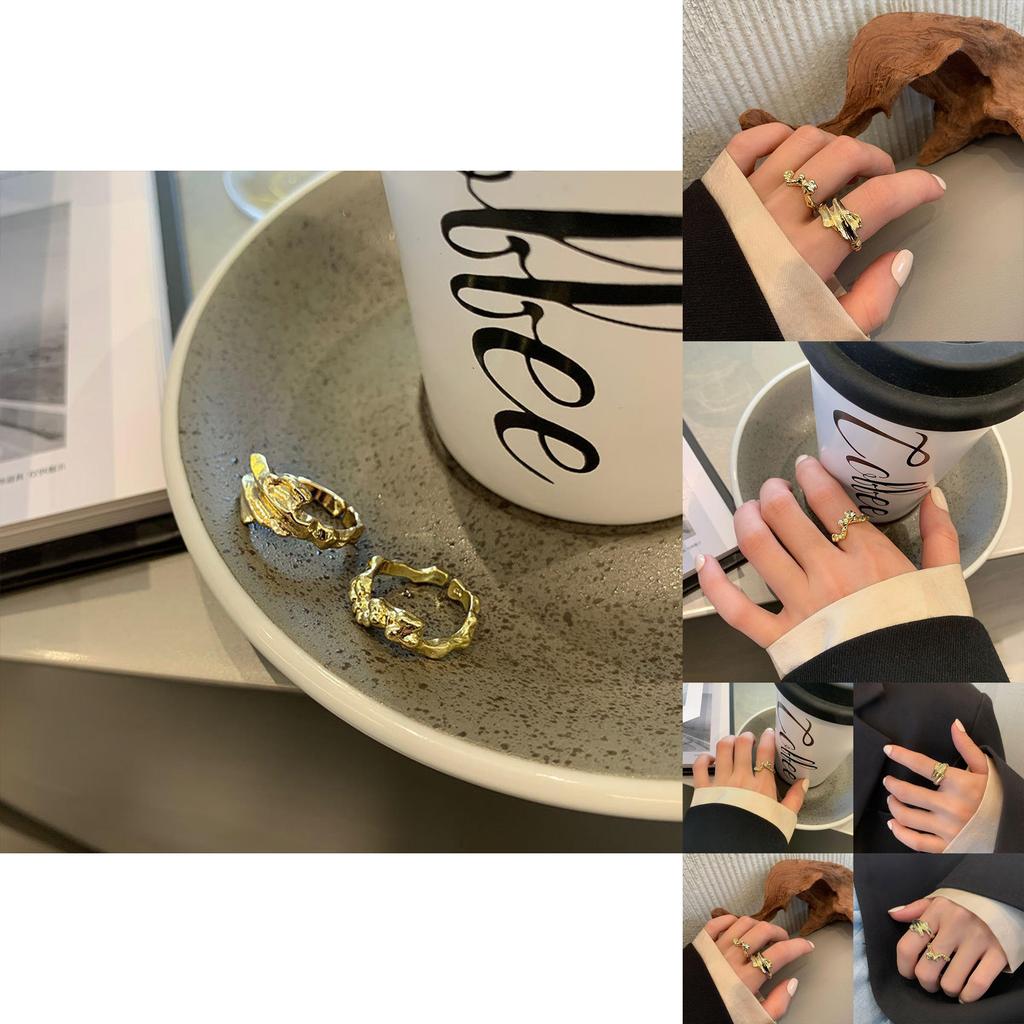 Elegant Korean Style S925 Open Adjustable Ring For Women With Unique Geometric Design