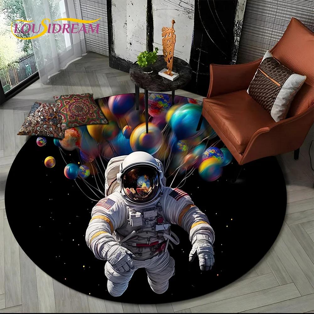 Ковер-круг мультяшный космонавт Вселенная 3D Космос для гостиной спальни детской комнаты, коврик для питомцев нескользящий