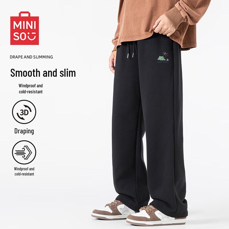 MINISO Мужские зимние флисовые спортивные штаны прямого кроя