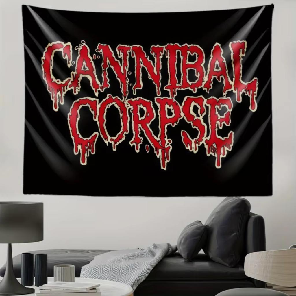 Викама Гобелен Cannibal Corpse Дизайн Логотипа Death Metal Идеально Подходит для Хардкорного Декора Оформления Стены Спальни и Фотофонов