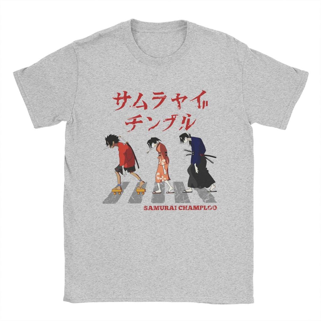 Samurai Champloo Walking Fuu Mugen Jin Футболки Мужские Чистый Хлопок Забавные Футболки Футболки с Круглым Вырезом Одежда с Коротким Рукавом С Принтом