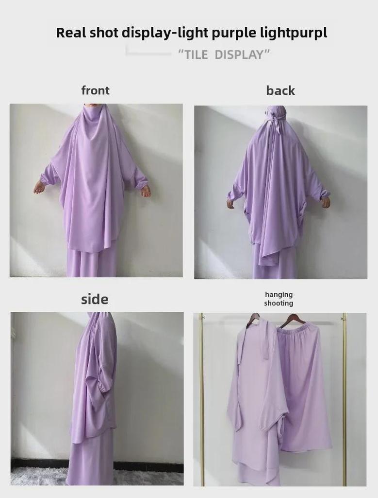 Yiduoduo Hooded Middle Eastern Robe: Solid Color Two-Piece Suit with Side Pockets