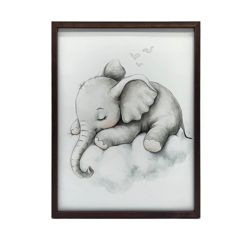 Plakat Senny Słonik Na Chmurze Plakat Senny Słonik Na Chmurze, 40X50 Cm, Rama Aluminiowa Czarna, Papier Matowy 230 Gsm