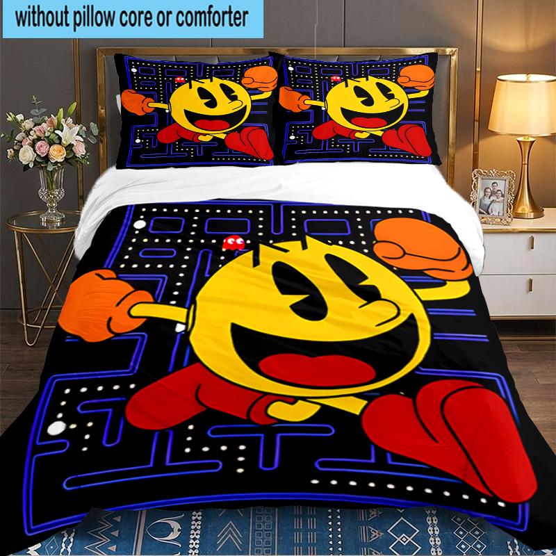 3PCS Pacman Bedding Set,Including 1pc Duvet Cover And 2pcs Pillowcases Perfect for Bedroom, Dormitory, Large size Fan Christmas gift