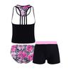 Девочки без рукавов борцовка майка майка эластичный пояс шорты цветочный принт танкини купальник