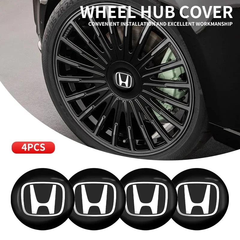 4pcs 56mm Car Wheel Center Hub Cap Stickers For Honda Civci FIT CRV Accord Jazz HRV Dio Stepwgn Prelude Odyssey City CRX Pilot