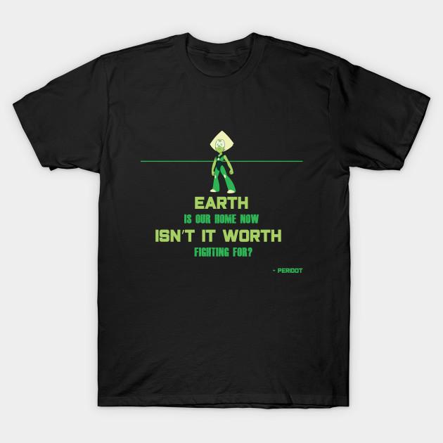 Asian Size Men Black Print T-shirt Steven Universe - Peridot Quote No-Cut Heat Transfer Print Cotton Tshirt