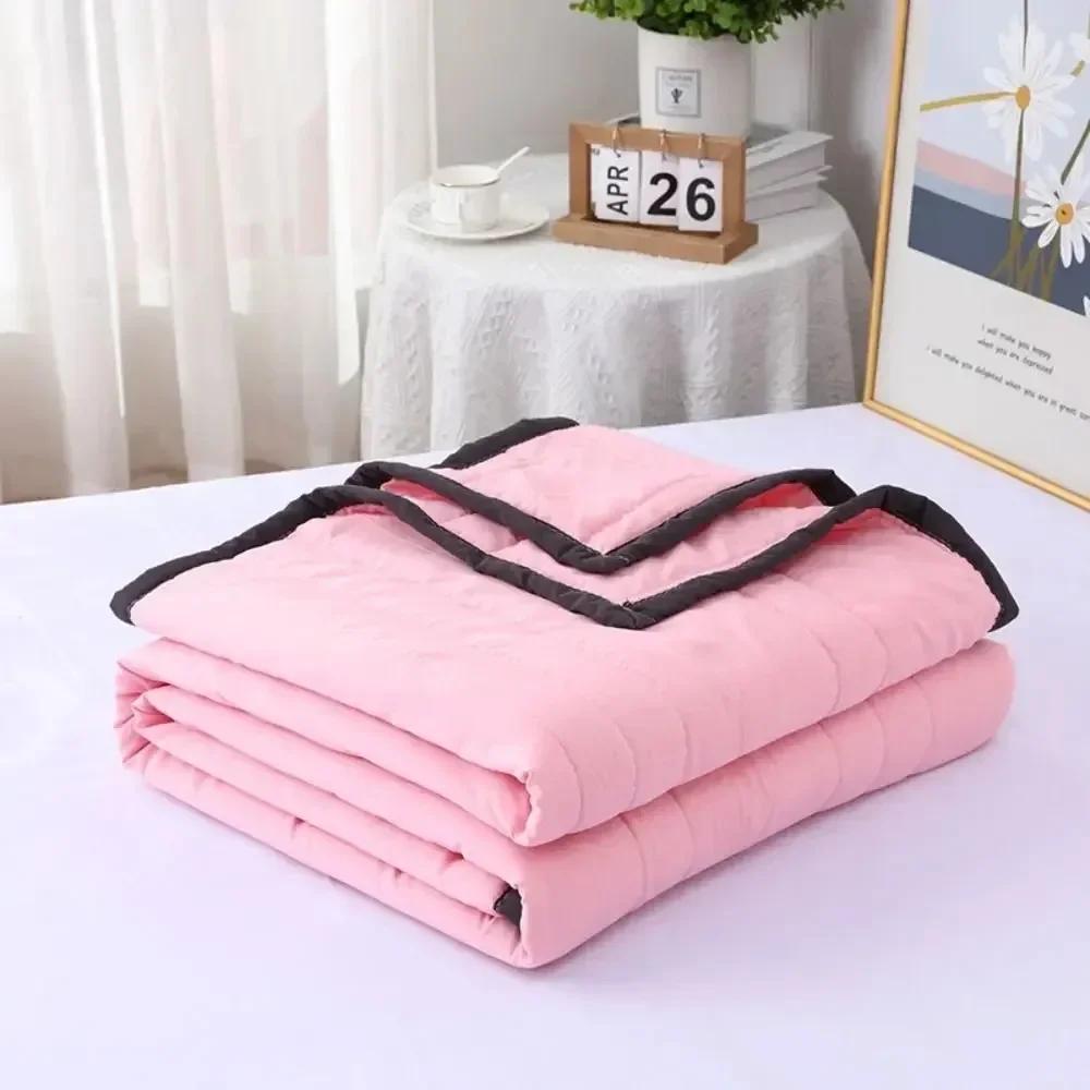 Washed Cotton Summer Cool Blanket, Solid Color Air Conditioner, Washable, Single Student, Child, Adult Summer Blanket Edredon