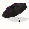 1pc Purple Star Pattern Automatic Folding Umbrella, Portable & Foldable Design with 8 Ribs, Casual Outdoor Accessory Halloween and Christmas