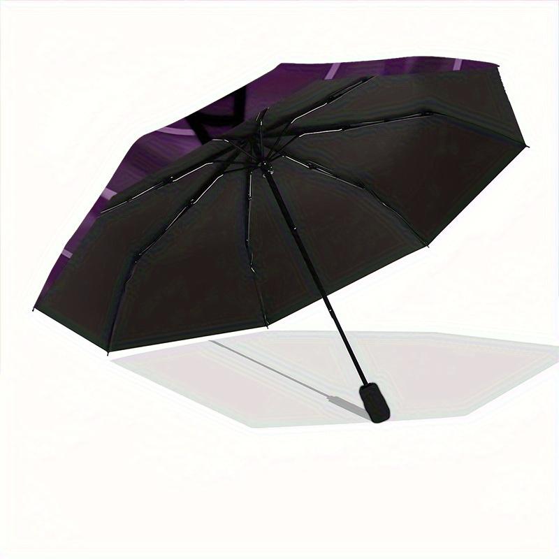1pc Purple Star Pattern Automatic Folding Umbrella, Portable & Foldable Design with 8 Ribs, Casual Outdoor Accessory Halloween and Christmas