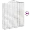 VidaXL Paniers à gabions arqués 4 pcs 200x50x220/240 cm Fer galvanisé, gabion, cage de gabion, panier de mur de gabion, mur 3146448