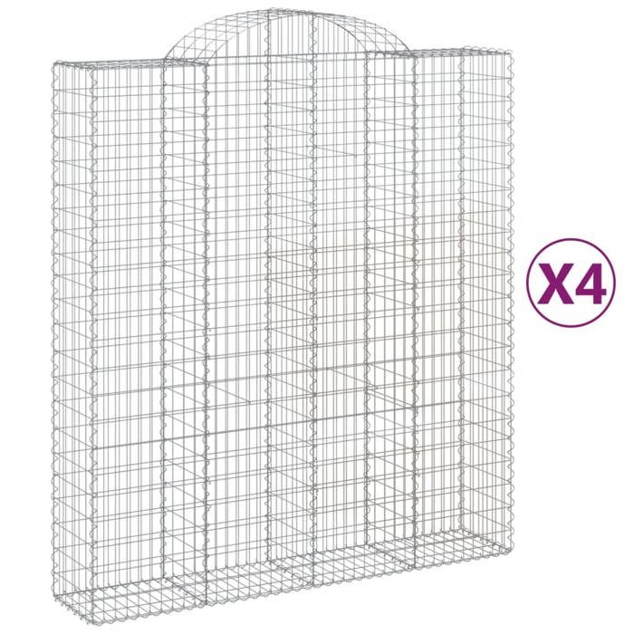 VidaXL Paniers à gabions arqués 4 pcs 200x50x220/240 cm Fer galvanisé, gabion, cage de gabion, panier de mur de gabion, mur 3146448