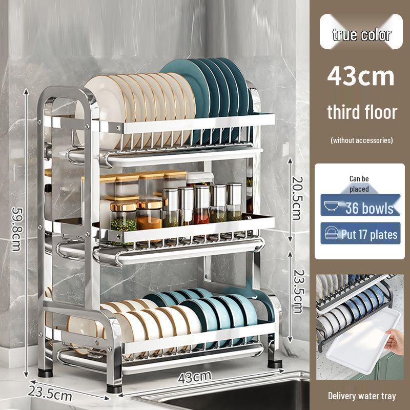 304 Stainless Steel Multi-functional Dish Drying Rack for Plates and Bowls