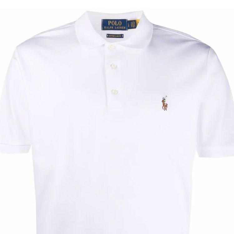 Polo Ralph Lauren SS22 Solid Plain Knit Polo Shirt Short Sleeves Men tops White 710713130-003