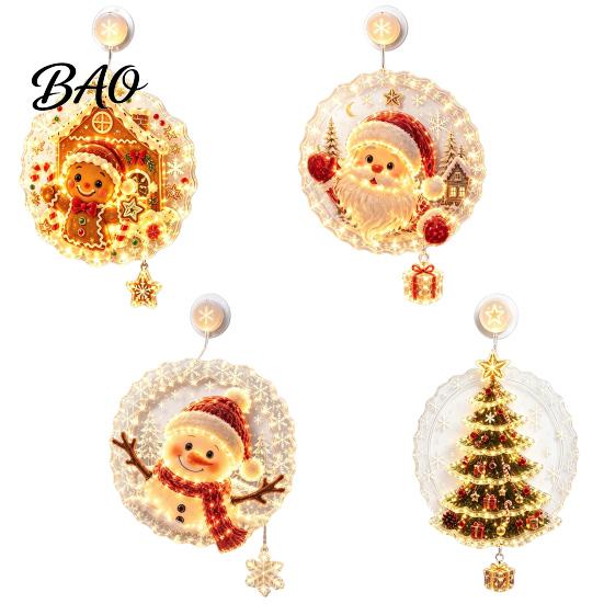 Santa Claus Window Light Christmas Suction Cup Light, Xmas Tree Glass Mirror Hanging Snowman Ornament, Holiday Party Acrylic Decor Soft Glow