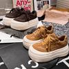 2025 New Korean Version of Platform Leather Muffin Shoes Women's British Style Small Man Height Increase Versatile Casual Board Shoes Women's Shoes