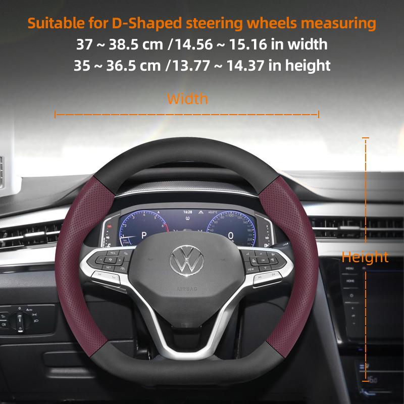 vcxja9 Suitable for Volkswagen Breathable Leather Matte Carbon Fiber Texture Steering Wheel Cover Suitable for Polo Golf 5 6 7 Gol Cc Passat B6 B8