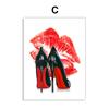 Fashion Canvas Wall Art Red Lips Picture Paris Tower Prints and Posters for Bedroom Girl Home Decoration No Frame
