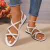 Summer New Round Toe Flat Sole Comfortable Casual Sandals Fashionable Large Size Open-toe Lightweight Sandals for Women