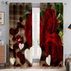 Romantic Valentine's Day Black And Red Rose 3d Printed Curtains Bedroom Living Room Kitchen Study Room Decorative Curtains 2pcs