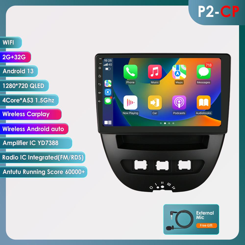 Hizpo 2din Android авторадио для Peugeot 2005 Toyota Aygo 2014 Citroen C1 автомобильный радиоприемник мультимедийный видеоплеер GPS навигация CarplayRDS FM Auto 4G BT DVR Cam