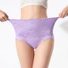 Women Briefs High Elasticity Breathable Soft Panties High Waist Solid Color Embroidery Lace Splicing Plus Size Underwear