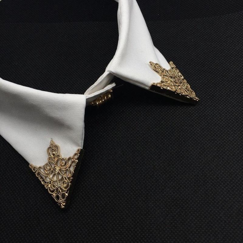 5 Pairs of Vintage Triangle Shirt Collar Pin Hollow Metal Needle Brooch for Women Men Lapel Pin Clothes Decor